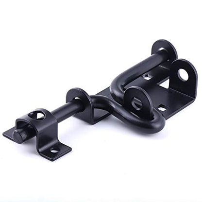 2 Packs Heavy Duty Sliding Bolt Gate Latch Black Thickened Metal Sliding Bolt Latch with Padlock Hole for Wooden Fence, Shed, Yard, Barn, Interior and Outdoor Latch, Solid Hardware