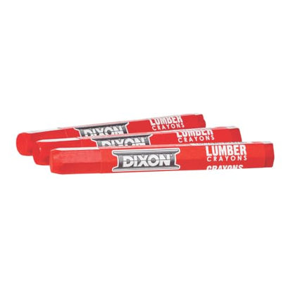 Dixon Industrial Lumber Marking Crayons, 4.5" x 1/2" Hex, Soft-Red, 12-Pack (52012) - color: Red