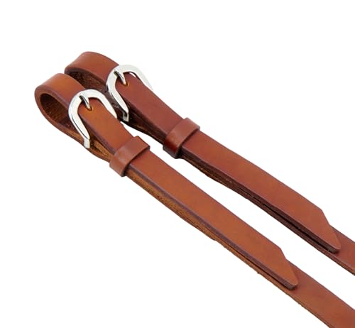 Leather Horse Harness Split Reins with Stainless Steel Hardware, 5/8" x 7', Heavy Oiled Supple Reins