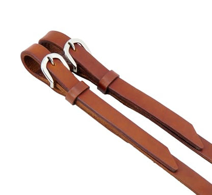 Leather Horse Harness Split Reins with Stainless Steel Hardware, 5/8" x 7', Heavy Oiled Supple Reins