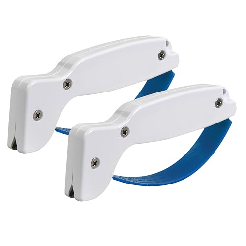 AccuSharp Hand-Held Carbide Blade Sharpener, Kitchen Knife and Chef Knife Sharpener, Professional Chef Grade Sharpening Tool, Restore and Hone Straight & Serrated Knives, 2-Pack, White - color: White & White