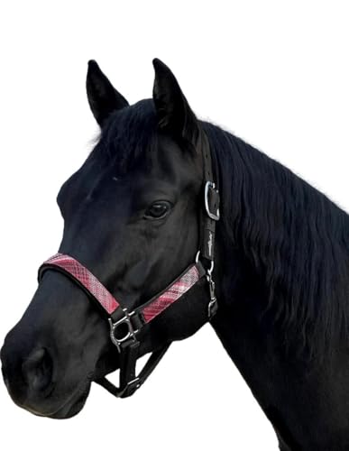 Kensington Premium Breakaway Halter with Padded Nose — Added Breakaway Safety Measures — Snap at Throat for Identical Fit Each Time - color: 165-Red w/Merlot, size: Medium