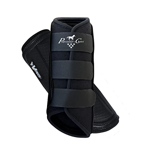 Professional's Choice Ventech Brushing Boots | All-Purpose Horse Boots | Hook & Loop Closure | Sold in Pairs - color: Black, size: Medium