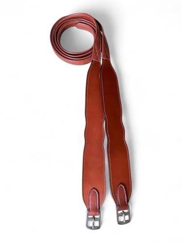 Majestic Ally Wide Body English Stirrup Leathers for Equestrian Riding, Black, Brown, Chestnut, 48-54-60 Inch - color: Chestnut, size: 54"