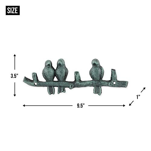 DII Cast Iron Decorative Wall Hook Set, Birds on a Branch, 2 Count - size: Birds on a Branch