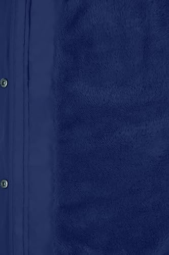 BodiLove Women's Fur Hooded Thickened Jacket with Fleece Lining - color: Navy Hip-length, size: Small