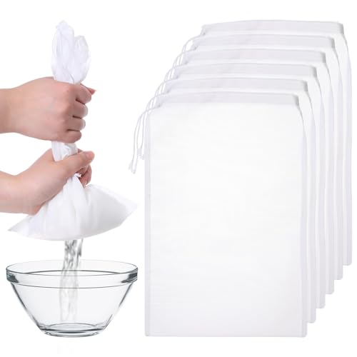 6 PCS Nut Bag Strainer Reusable 8 X 6 Inch Cheesecloth Bags for Straining Juice Strainer After Juicing 200 Fine Mesh Yogurt-Strainer for Straining Fruit Juice Coffee Cheese Tofu Cold Brew Filter