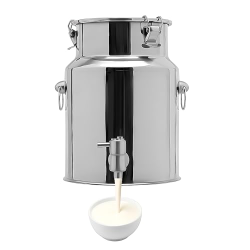 304 Stainless Steel Beverage Dispenser with Spigot, 10L/2.64 Gal 304 Milk Can Drink Dispenser with Sealed Lid & Handle, for Iced Tea, Water, Milk, Wine, Juice, Home Kitchen, Cafes, Restaurants - size: 10L/2.64Gal