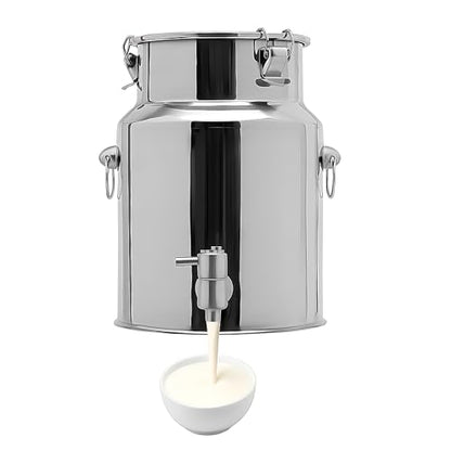 304 Stainless Steel Beverage Dispenser with Spigot, 10L/2.64 Gal 304 Milk Can Drink Dispenser with Sealed Lid & Handle, for Iced Tea, Water, Milk, Wine, Juice, Home Kitchen, Cafes, Restaurants - size: 10L/2.64Gal