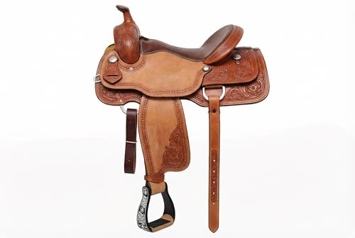 Challenger Engraved Black Western Horse Saddle Aluminum Stirrups Tack 51181