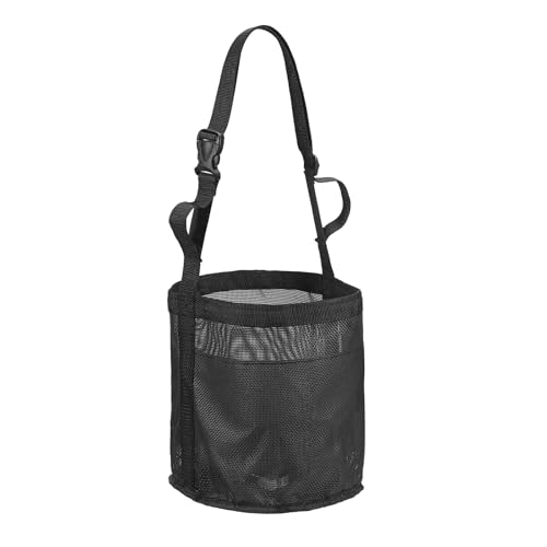 Horse Feed Bag, Horse Muzzle Hay Bags with Adjustable Strap Nylon Mesh Waterproof Bottom Grain Horses Bag, (Black, M,1 Pcs), Intended for Feeding Grain/Powder/Hay - color: Black, size: M
