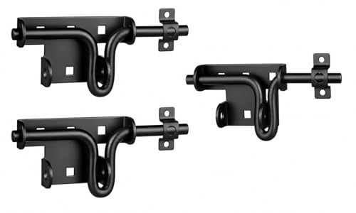 Slide Bolt Gate Latch, 3 Pack Heavy Duty Slide Latches | Thickened Steel, Black Powder Coated; Padlock Hole for Extra Security; for Wood Fence, Barn, Shed, Garden Gates - size: 3 Pack