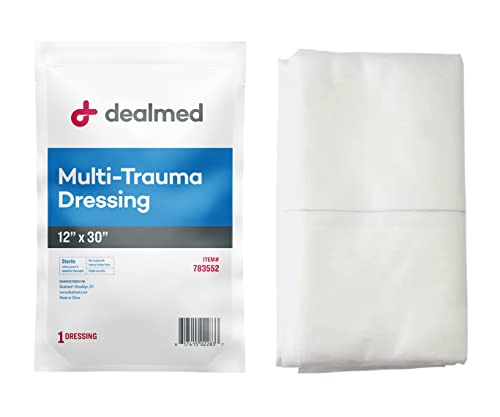 Dealmed Multi-Trauma Dressing - 12" x 30" Sterile Emergency Pad - 1 Count - size: Pack of 1, style: 12" x 30"