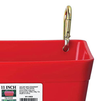Little Giant FF11RED 4.5 Quart Heavy Duty Plastic Feed Trough Bucket Fence Feeder with Carabiner Clips for Livestock and Pets, Red (6 Pack)