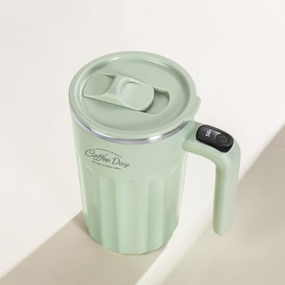 Drink Stirrer,Self Stirring Mug,Self Stirring Coffee Mug,Suitable for Coffee, Milk, Cocoa and Other Beverages Stainless Steel Vacuum Insulated Tumbler with Lid (Matcha Green, 12 Ounces) - color: Matcha Green