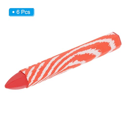 PATIKIL Lumber Marking Crayons, 6 Pack 4"x0.55" Hex Wax Tire Marker Crayons Red - color: Red