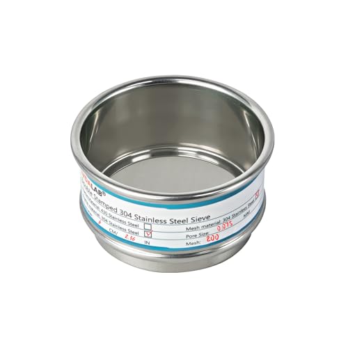 Full 304 Stainless Steel Mesh Sieve Screen, LVDALAB 200 Mesh (0.075mm) Aperture, 2.4inch(6CM) Dia Standard Sample Analysis Test Sieves Sifters Strainer for Industrial Laboratory Homes - size: 200 Mesh(0.075mm)/Ф2.4in(6CM)