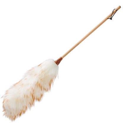 Redecker Lambswool Duster, Natural Magnet for Dust and Fine Particles, Cleans Without Scratching, Untreated Lambswool and Untreated Wooden Handle, 27-1/2 inches, Made in Belgium - size: 27-1/2-Inches
