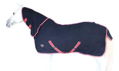 70" Horse Sheet Polar Soft Fleece Cooler Exercise Blanket Liner Contoured 4385N - color: Black / Red-White Trim, size: 70 inches