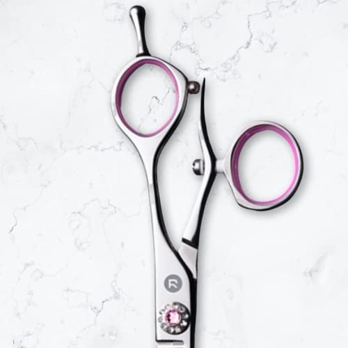 Saki Shears Sakura 5.5" Swivel Hair Cutting Scissors Set - Pink Cutting and Thinning Shears with Rotating Thumb - 440C Japanese Steel - color: Steel, size: Set of Swivel Shears