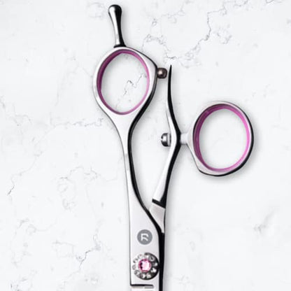 Saki Shears Sakura 5.5" Swivel Hair Cutting Scissors Set - Pink Cutting and Thinning Shears with Rotating Thumb - 440C Japanese Steel - color: Steel, size: Set of Swivel Shears