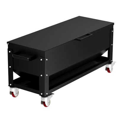 Automatic Metal Chicken Feeder,120lb Large Capacity Heavy Duty Gravity Chicken Feeder Box with Weatherproof Lid Brake Casters,Portable Chicken Feede No Waste Poultry Feeder for Ducks, Geese