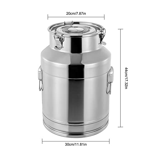 Thickened Stainless Steel Milk Can Large Liquid Container Storage,Stainless Steel Milk Bucket With Sealing Lid and Carry Handle,for Wine, Oil Storage Transport (28L/7.4 Gal) - size: 28L/7.4 Gal
