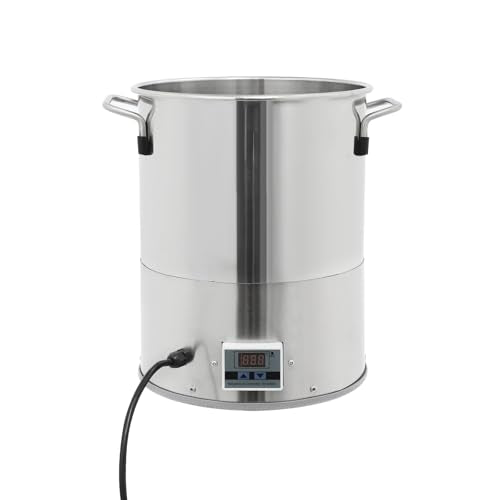 11L Heated Water Bucket 80W Stainless Steel Heated Water Bowl with Digital Display 32°F‑122°F Temperature Adjustable, Outdoor Pet Water Heater for Dogs, for Homes Farms Yards Silver 110V