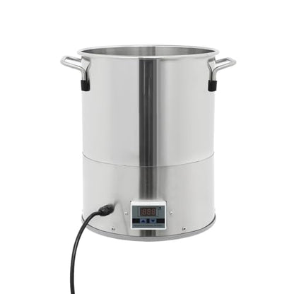 11L Heated Water Bucket 80W Stainless Steel Heated Water Bowl with Digital Display 32°F‑122°F Temperature Adjustable, Outdoor Pet Water Heater for Dogs, for Homes Farms Yards Silver 110V