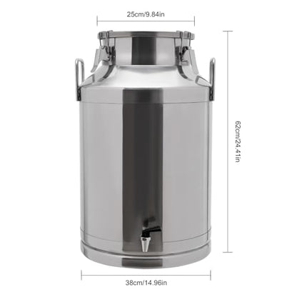 60L/15gal Stainless Steel Milk Bucket with Lid and Faucet - size: 60L/15gal-with Faucet