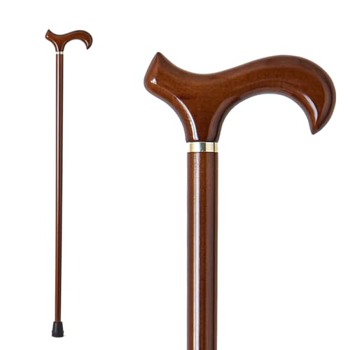 GUYUE Handmade Wooden Walking Cane for Men and Women Ergonomic Wood Cane for Seniors Better Rubber Tips - 37 Inches - color: brown
