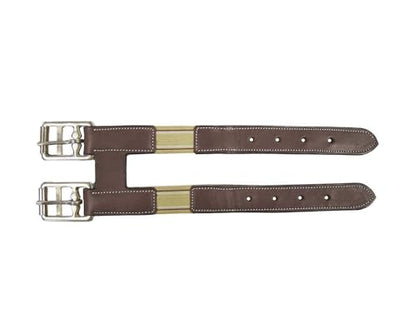 Paris Tack English Leather Elastic Girth Extender with Stainless Steel Roller Buckles and Double Layer Elastic. 1 year Warranty. - color: Havana