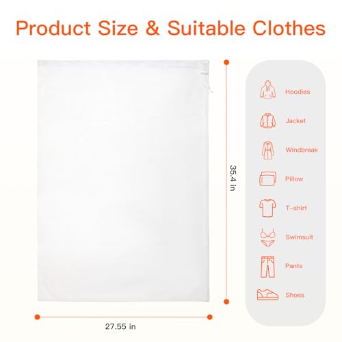 Extra Large Mesh Laundry Bag Heavy Duty Mesh Wash Bag with Drawstring Closure for College, Dorm, Travel, Family and Apartment Dwellers, 27 x 36 Inches, White - color: white