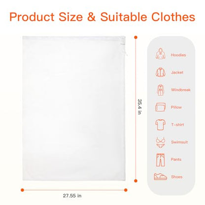 Extra Large Mesh Laundry Bag Heavy Duty Mesh Wash Bag with Drawstring Closure for College, Dorm, Travel, Family and Apartment Dwellers, 27 x 36 Inches, White - color: white