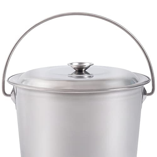 Stainless Steel Bucket 8 Litre Total Volume, Milk Pail Bucket with Handle and Lid, Holding Coffee, Tea, Water, Milk, Soup