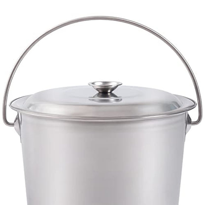 Stainless Steel Bucket 8 Litre Total Volume, Milk Pail Bucket with Handle and Lid, Holding Coffee, Tea, Water, Milk, Soup