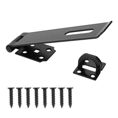 7-1/2" Door Padlock Safety Hasp Latch Heavy Duty, Door Hasp Clasp Lock Gate Shed Hasp Latch Lock for Door Window Fence Gate Barn, 304 Stainless Steel, Thickness 1/8”, Black, 1 Pack - size: 7-1/2 Inch