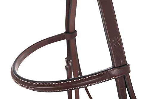 Huntley Equestrian Fancy Stitched Sedgwick Leather English Bridle and Reins - color: Australian Nut, size: Small Pony