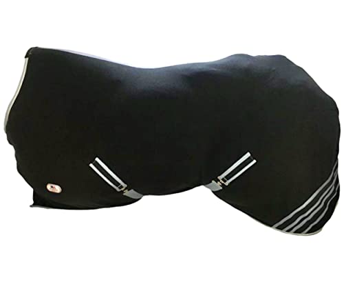 Majestic Ally Anti Pill Fleece Horse Blanket /Sheet with Silver Braided Rope (Black, 78) - color: Black, size: 78