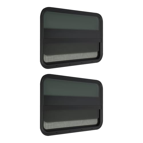 2 Pack RV Window Teardrop Style, 30" X 20" Universal RV Window Vertical Slide With 2 Trim Ring, Vertical Sliding Glass Window with Screen Window for Cargo, Horse Trailer(30"Wx20"H（2 pack）) - size: 30"Wx20"H（2 pack）