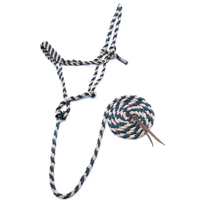 Jeffers Equine Braided Mule Tape Halter with 10' Detachable Lead Rope Set for Horses, 14 to 18 Hands - Stylish Design with Adjustable Poll Strap, Easy to Use Western Tack - Hunter Green & Tan - color: Hunter Green & Tan
