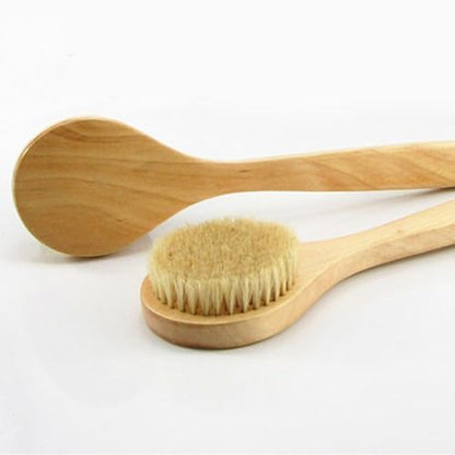 11.8“ Long Handle Dry Bath Body Brush Back Scrubber, Wooden Handle Shower Brush with Natural Boar Bristles, Good for Exfoliating, Cellulite, Detox, Blood Circulation, etc. - size: 11.8 Inch Long Handle Wooden Boar Bristles