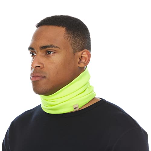 100% Merino Wool - Midweight Neck Gaiter - Skiing Neck Warmer - Winter Face Mask - Multipurpose Headwear - color: High Visibility