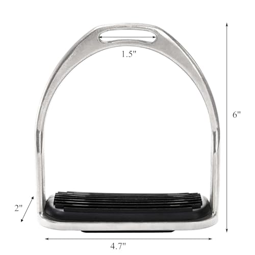 Cididu 2 Pack Horse Riding Stirrups, Metal Horse Saddle Stirrup with Rubber Pad, Safety Knee Ankle Protection Saddle Pain Stress Relief, Stirrup Irons for Trail Riding Training Beginners