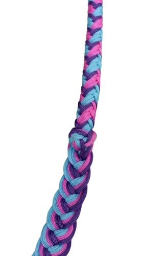Challenger Horse Nylon Braided Knotted Roping Barrel Reins Turquoise Pink Purple 60739