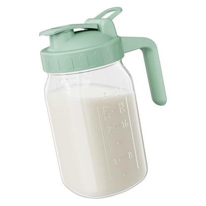 JunVpic Breast Milk Pitcher, 32 oz Wide Mouth Glass Mason Jar with Lid - color: Green, size: 32 Ounces