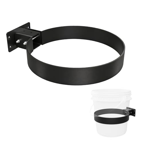 5 Gallon Bucket Holder, Feed Bucket Bracket, Wall-Mounted Installation | 5 Gallon Bucket Mount, Suitable for Stables, Fences, Garages, Black, 1 PCS