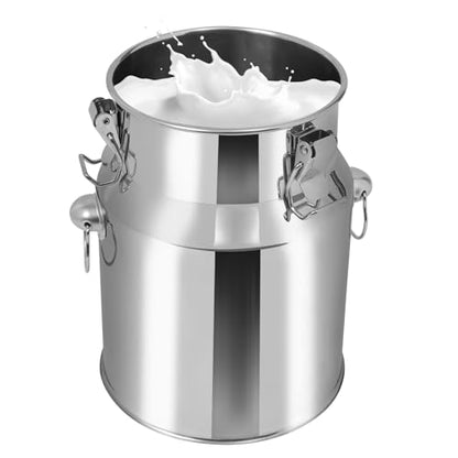 5L/1.32Gal Milk Can, Stainless Steel Milk Can with Lid Milk Jug Milk Transport Container Wine Pail Bucket Bottle Stainless Steel Milk Bucket with Sealed Lid for Grain Wine Liquid
