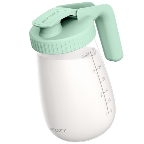Momcozy Breast Milk Pitcher, Glass Storage Container Wide Mouth, 32oz Green - color: Green, size: 32 Ounce-1 Count