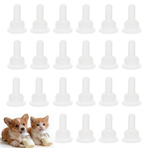 40 Pack Kitten Bottle Nipples, Silicone Pet Nursing Nipples Replacement Pacifiers for Small Animals Newborn Dogs Cats Puppy - Pet Feeding Tool Accessory